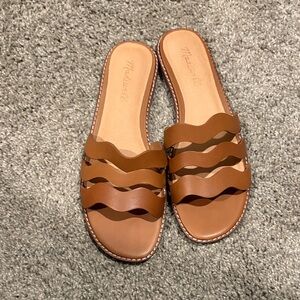Madewell Tan Leather Wave Sandals